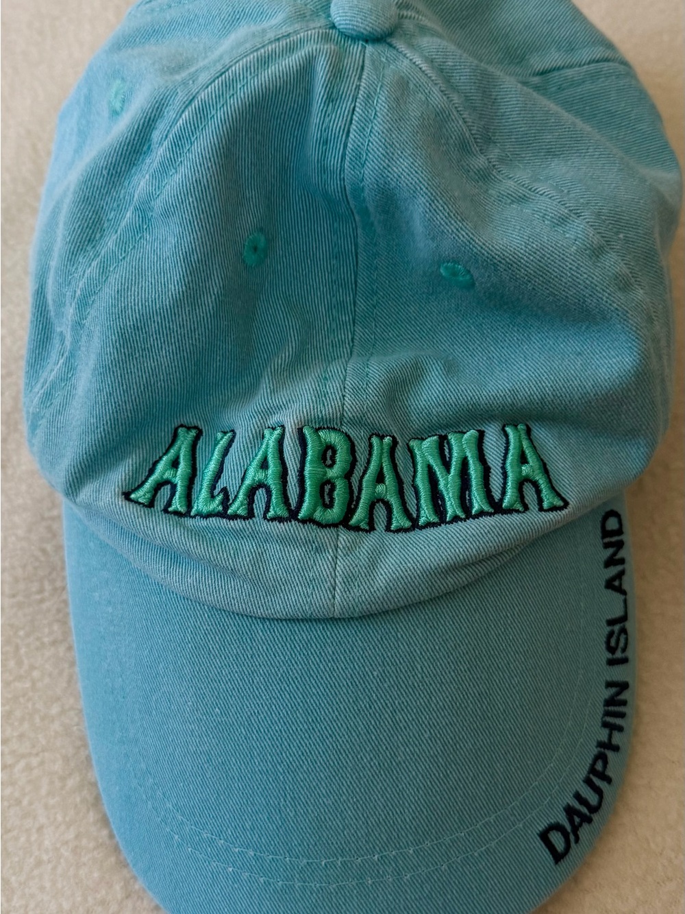 DK Caps Alabama Dauphin Island Light Blue Embroidered Baseball Cap Hat